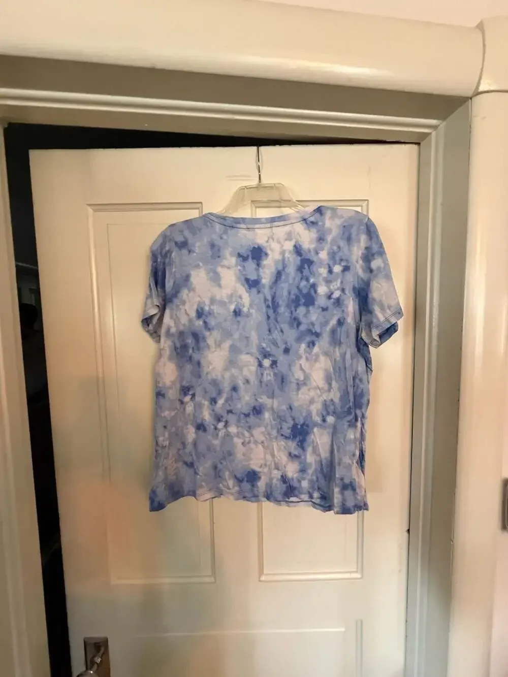 Michael Kors Blue White Tie Dye MK Logo Short Sleeve T-Shirt Size L